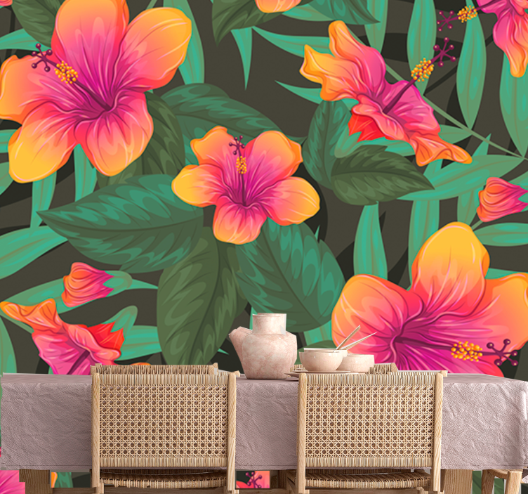 Colorful tropical petals nature wall mural - TenStickers