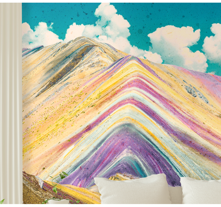 Colourful mountain with sky nature wall mural - TenStickers