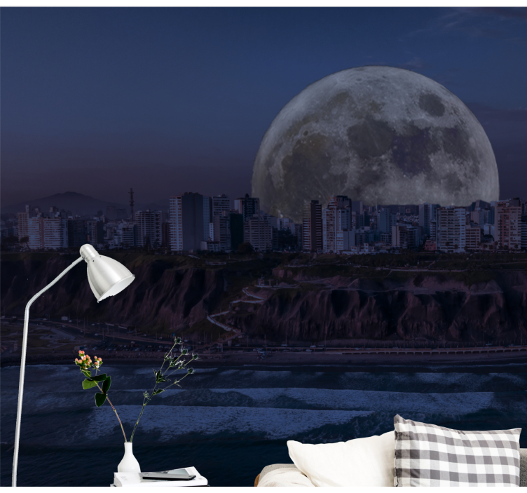 Costa verde Lima views at night wall mural - TenStickers
