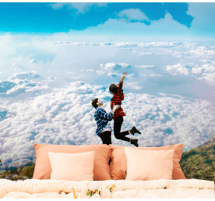 Couple above the Earth romantic wall mural - TenStickers
