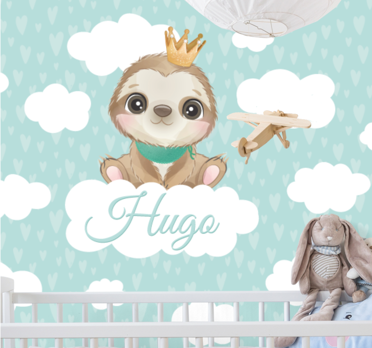 Cute sloth for boy with name Nursery Mural - TenStickers