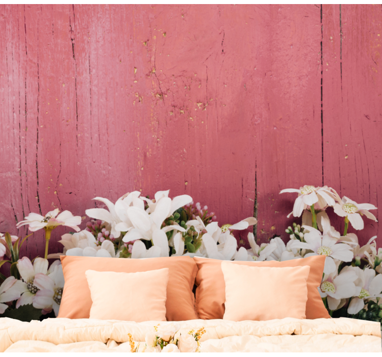 Daisy flowers on old wooden plank wall mural - TenStickers