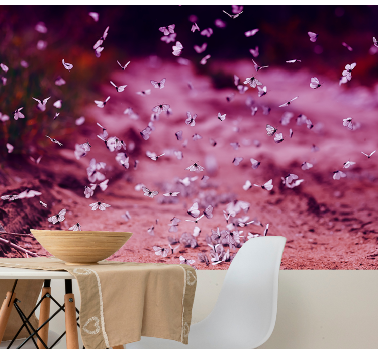 Delicate Butterfly Dance flower wall mural - TenStickers