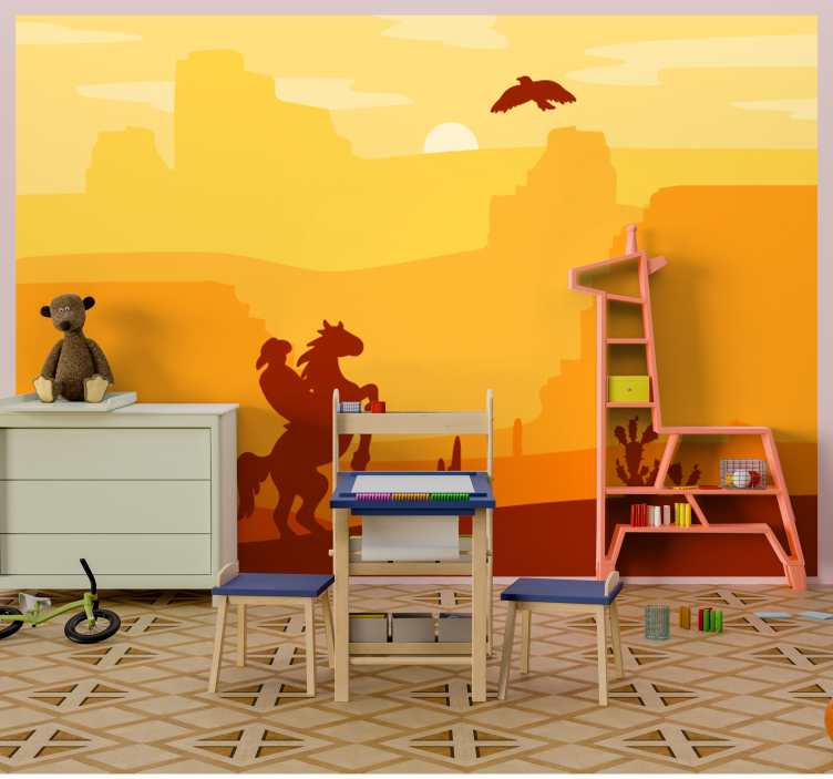 Childrens wall mural cowboy on horse - TenStickers