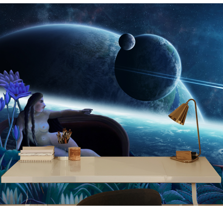 Dream of Rosseau forest with space planet mural - TenStickers