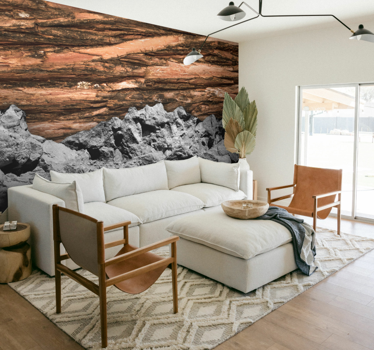 Earthy textured layers living room wall mural - TenStickers