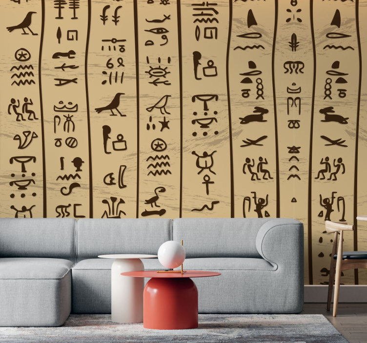 Egyptian hieroglyphs living room wall mural - TenStickers