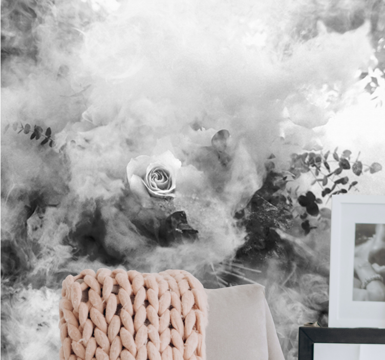 Ethereal white rose flower wall mural - TenStickers