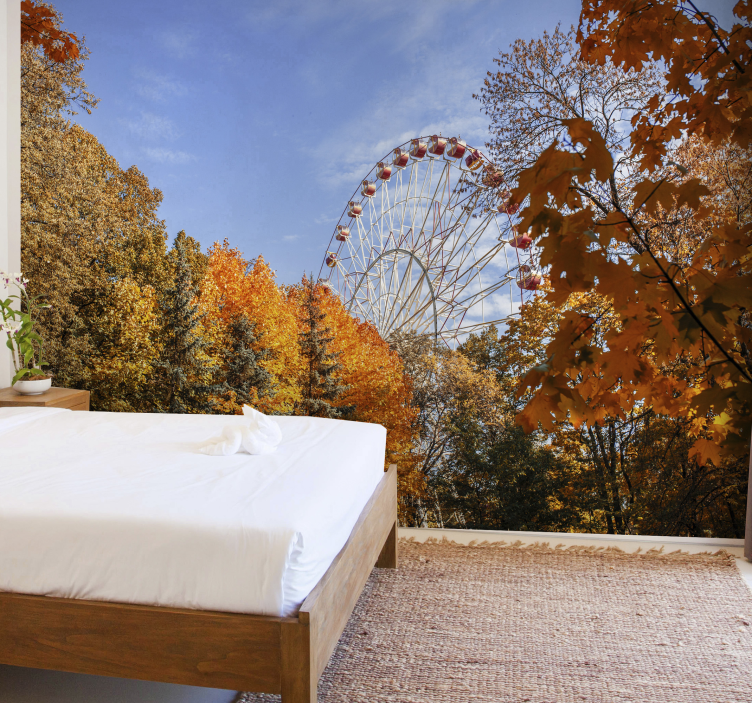 Wall mural master bedroom ferris wheel in autumn - TenStickers