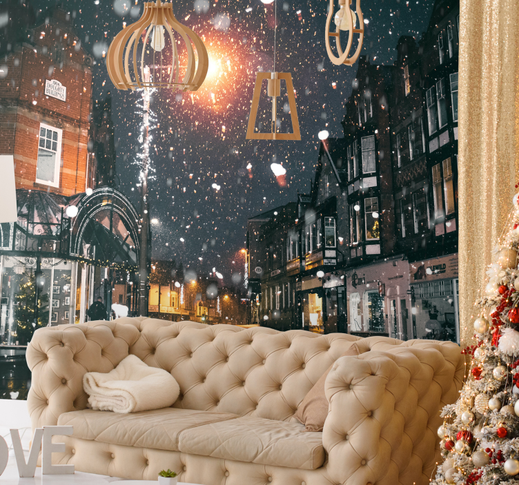 Festive Winter Scene christmas wall mural - TenStickers