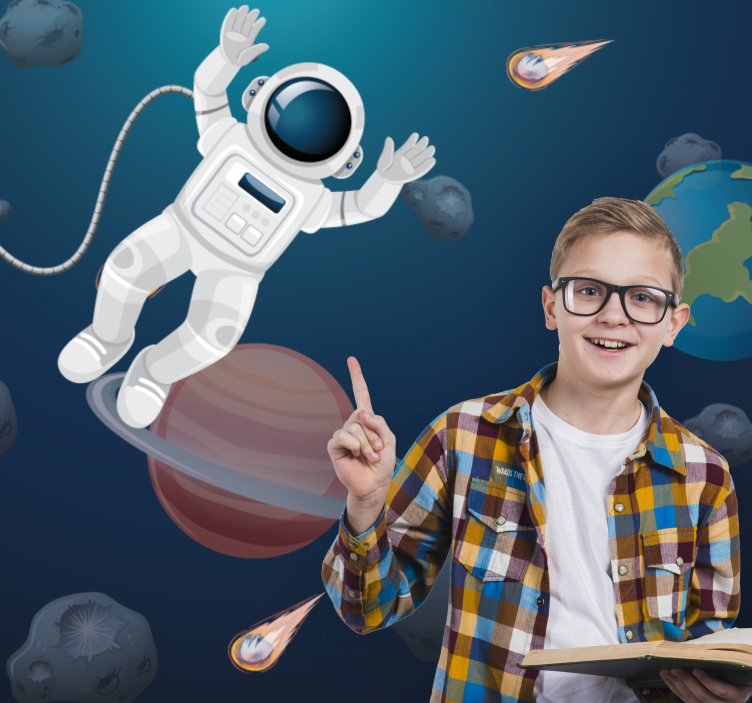 Floating spaceman cartoon Kids wall Murals - TenStickers