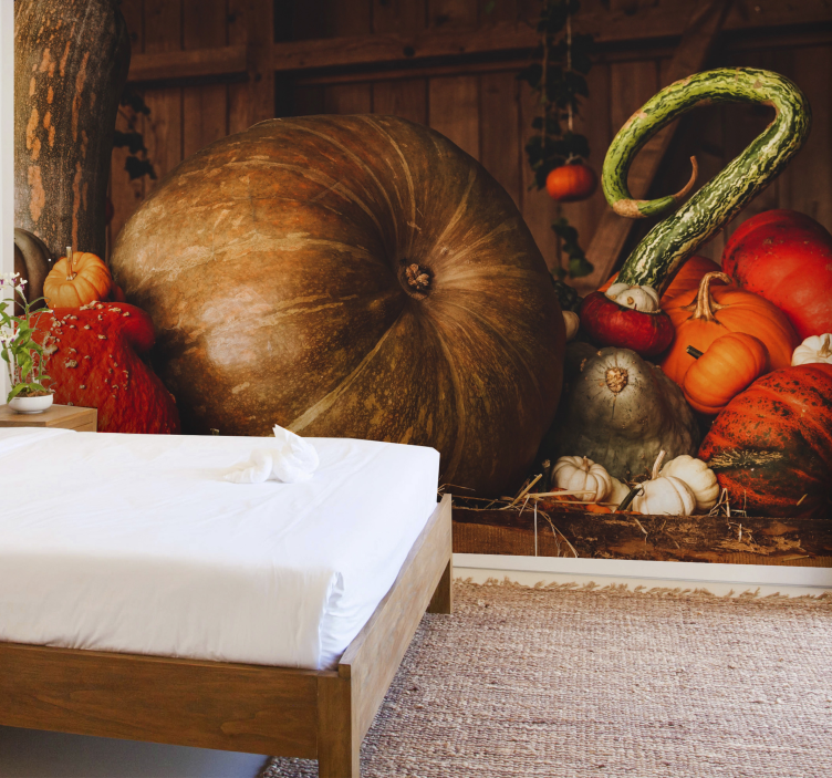 Flower wall mural autumn harvest arrangement - TenStickers