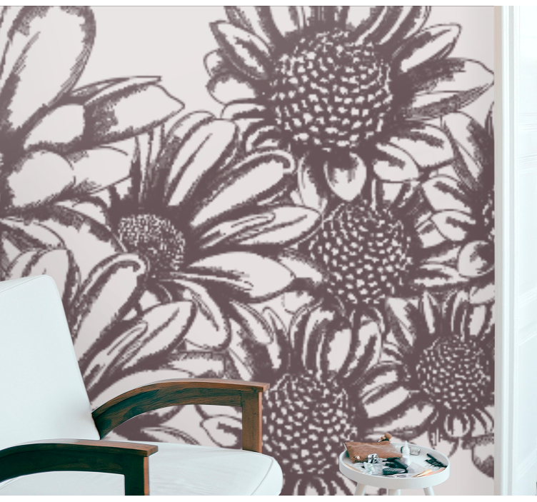 Flower wall mural daisy flower design - TenStickers
