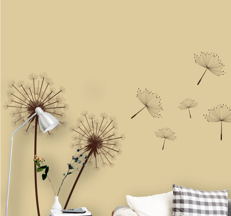 Flower wall mural dandelion breeze design - TenStickers