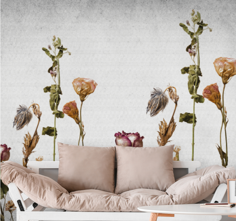 Flower wall mural dried floral design - TenStickers