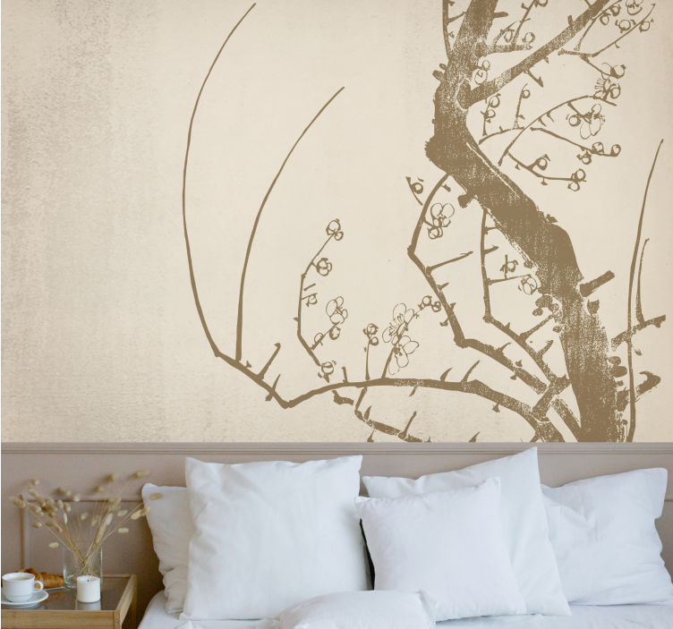 Flower wall mural elegant blossom branch - TenStickers
