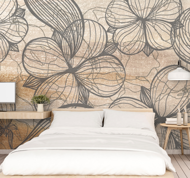 Flower wall mural elegant floral designs - TenStickers