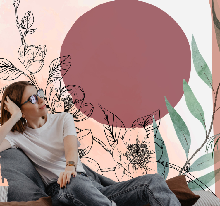 Flower wall mural floral elements design - TenStickers