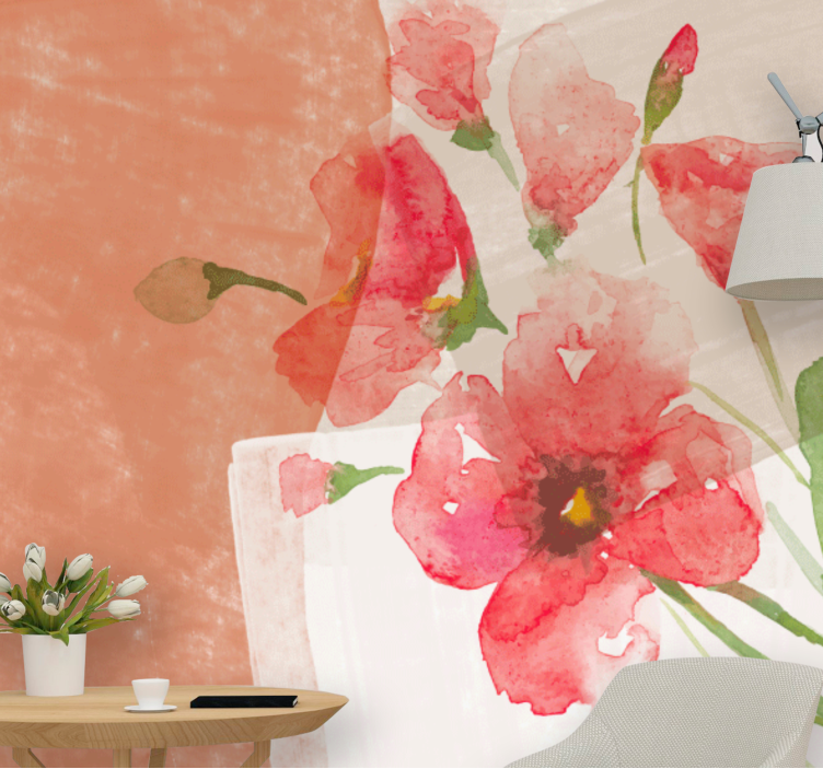 Flower wall mural floral watercolor design - TenStickers