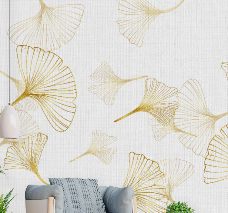 Flower wall mural ginkgo leaf designs - TenStickers