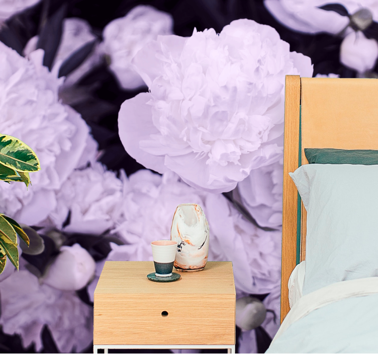 Flower wall mural lavender peony blooms - TenStickers