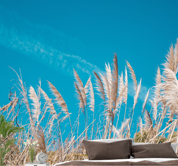 Flower wall mural pampas grass serenity - TenStickers