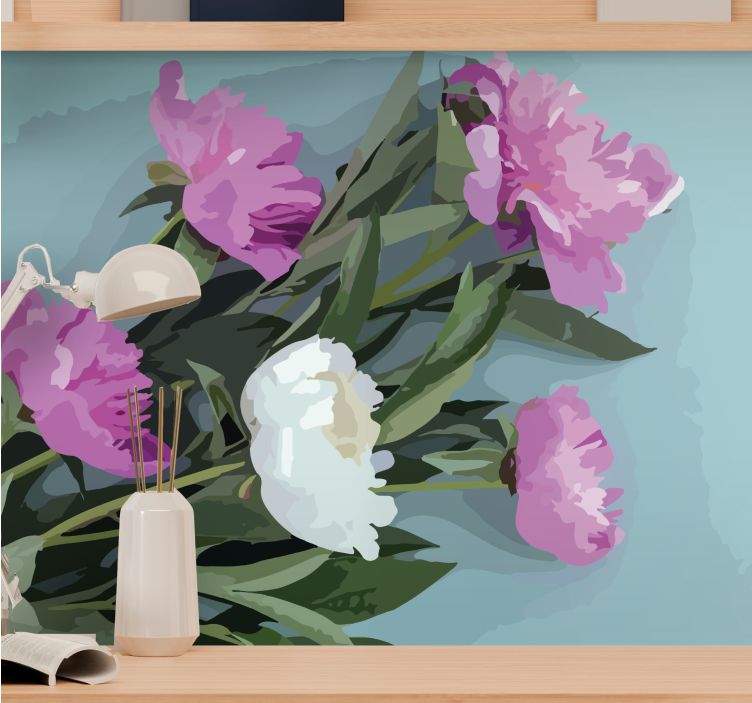 Flower wall mural peony flower arrangement - TenStickers