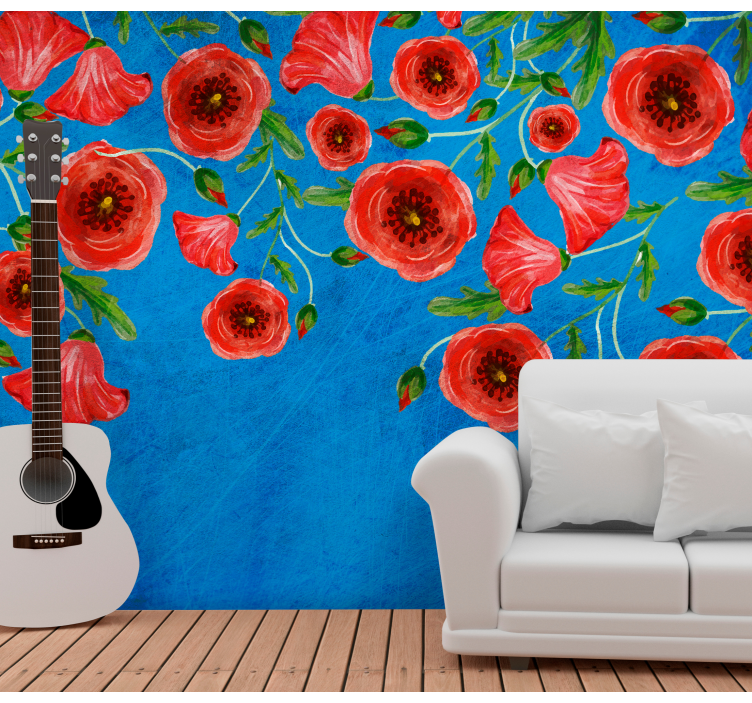 Flower wall mural poppy floral design - TenStickers