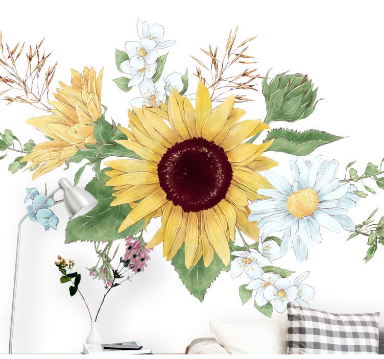 Flower wall mural sunflower blossom design - TenStickers