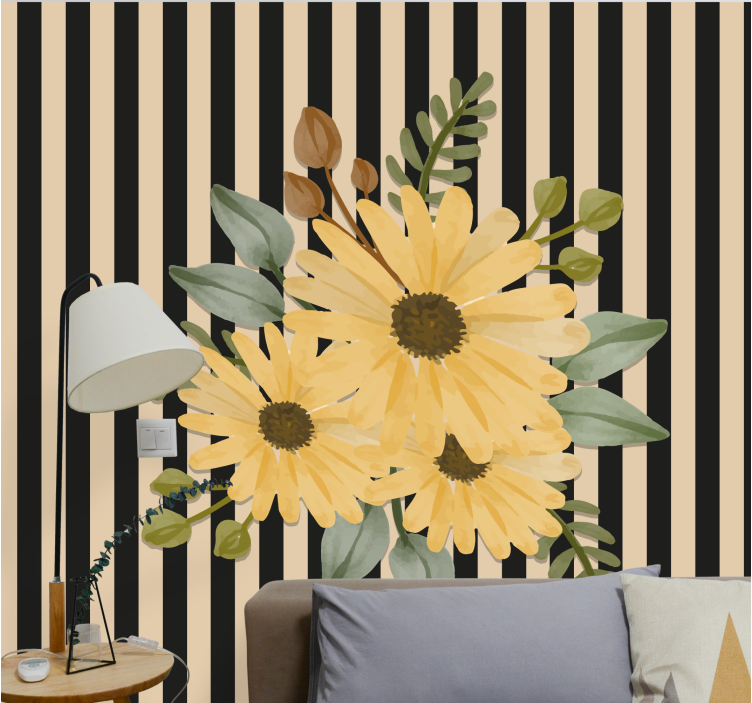 Flower wall mural sunflower floral design - TenStickers