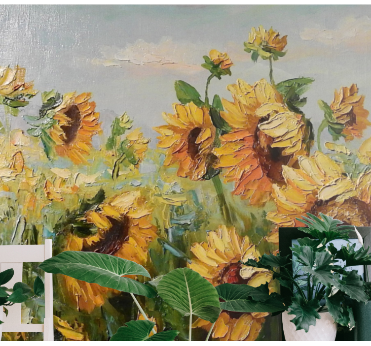 Flower wall mural sunflower meadow blossom - TenStickers