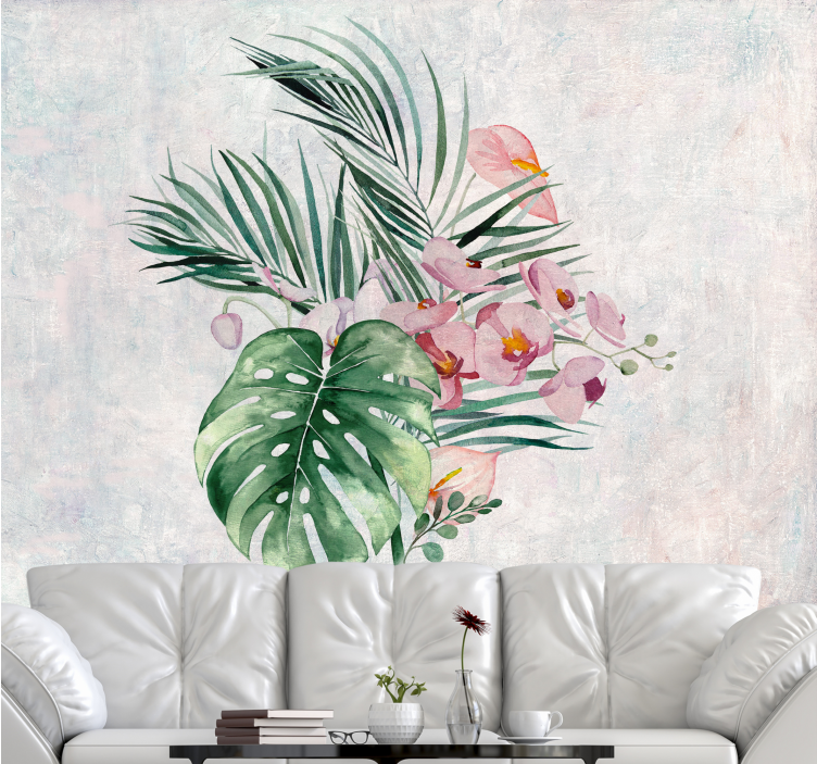 Flower wall mural tropical floral design - TenStickers