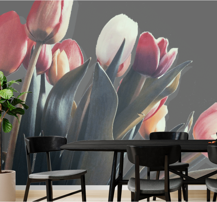 Flower wall mural tulip blossom arrangement - TenStickers