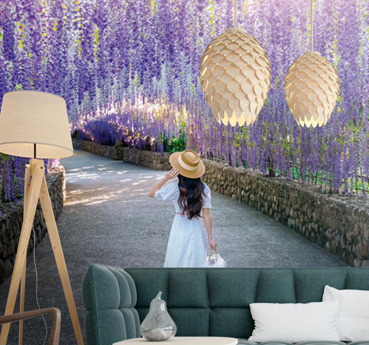 Flower wall mural wisteria blossom path - TenStickers