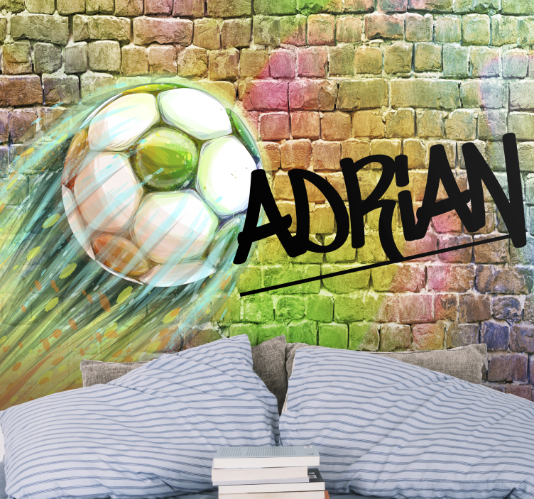 Football hitting colorful wall Abstract Murals - TenStickers