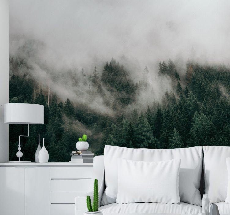 Forest Misty Clouds tree mural - TenStickers