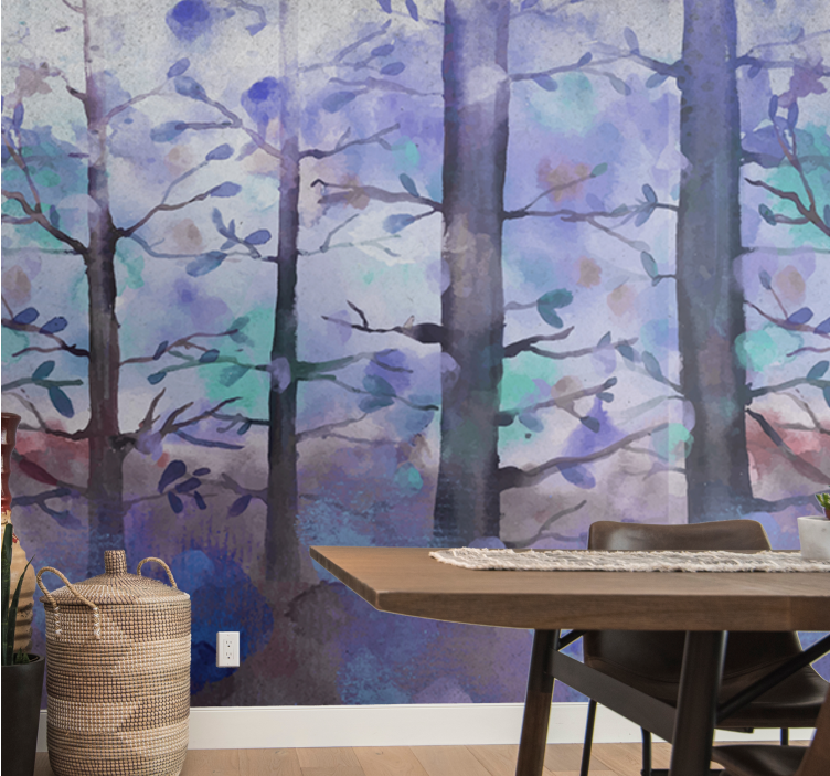 Forest wall mural serene forest silhouette - TenStickers