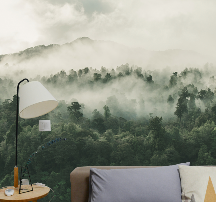 Forest with fog from above Wall Mural - TenStickers