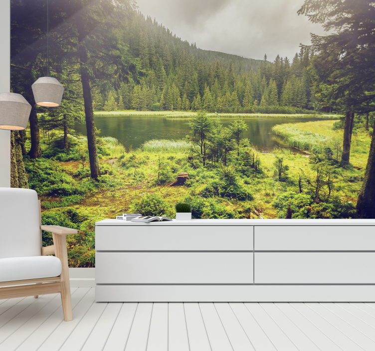 Murale della foresta con alberi verdi - TenStickers