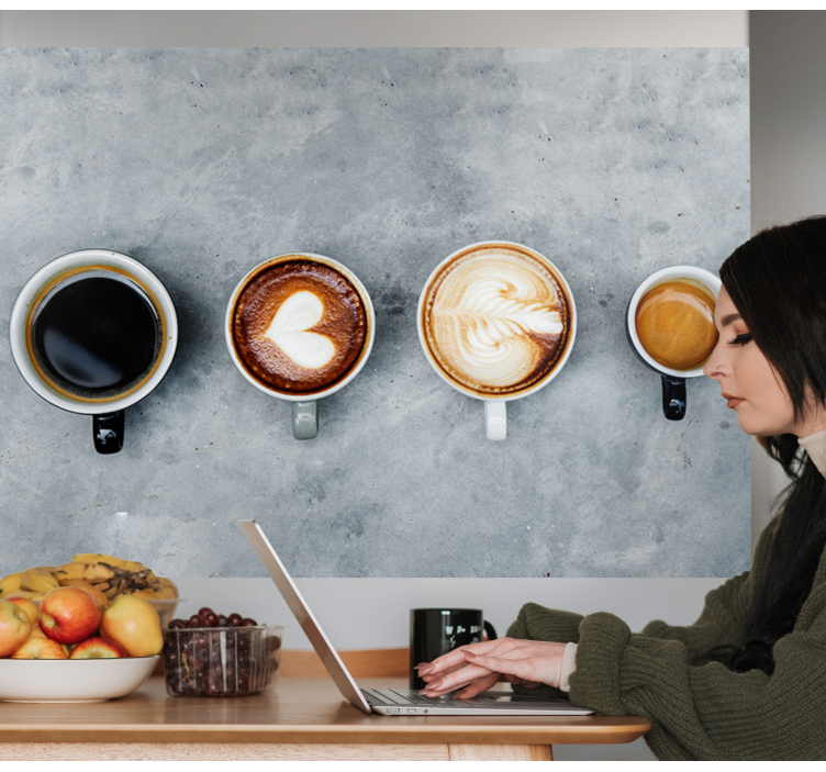 Four different coffees wall mural - TenStickers