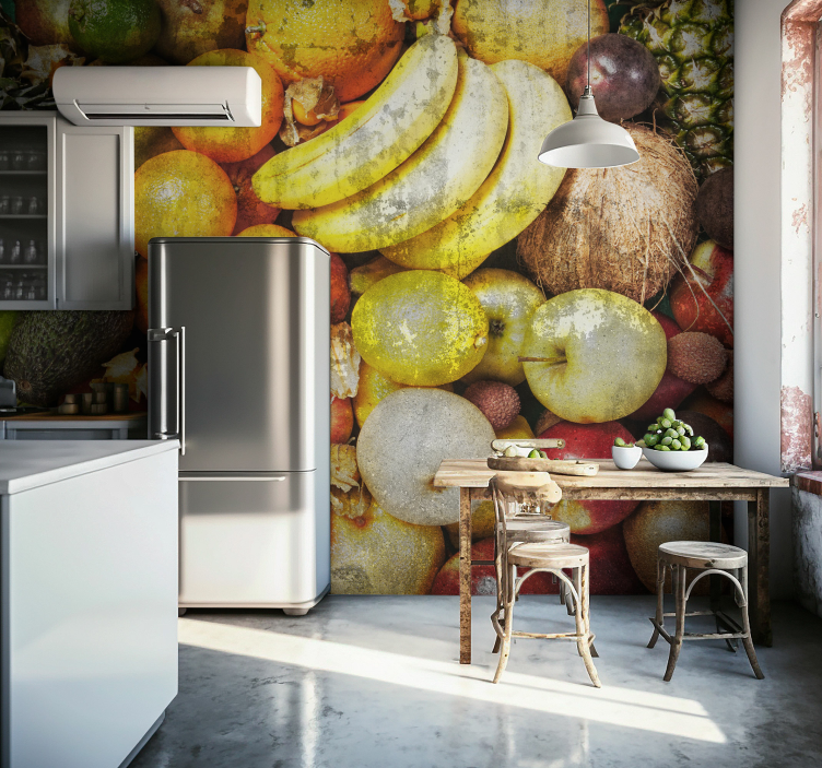 Fruit on ConcreteFruit on the ground/floor/concrete stone wall mu - TenStickers