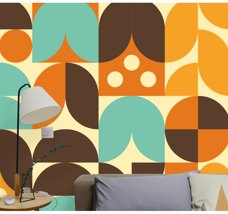 Geometric 70's abstract forms wall mural vintage - TenStickers