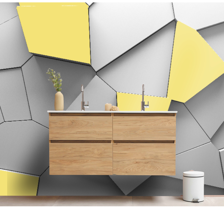 Geometric yellow panels wall mural 3d - TenStickers