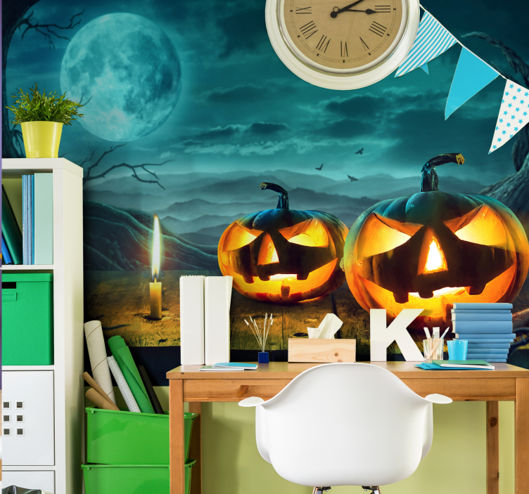 Ghost with pumpkin real effect wall mural - TenStickers
