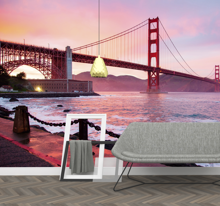 Golden Gate Sunset city wall mural - TenStickers