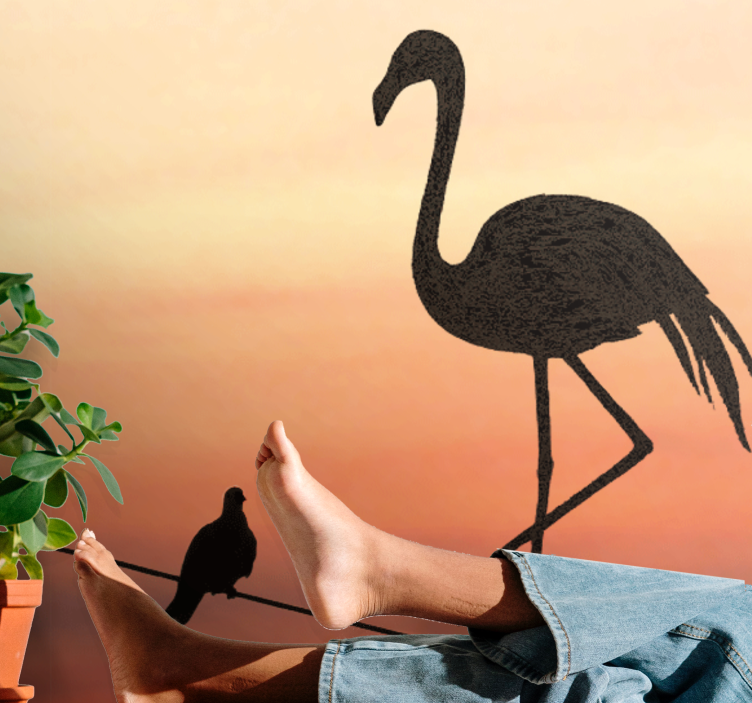 Graceful Flamingo Sunset animals wall mural - TenStickers