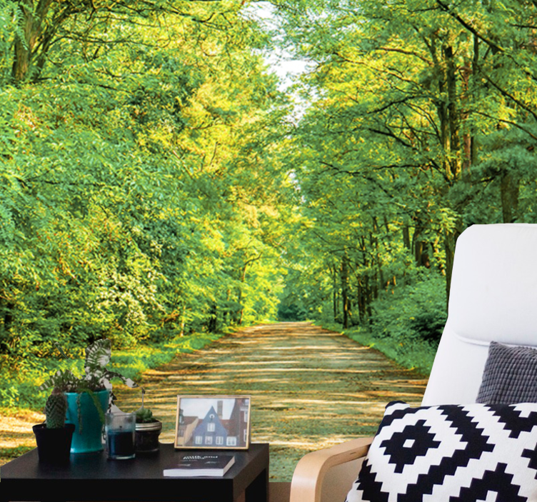 Green forest on a sunny day nature wall mural - TenStickers