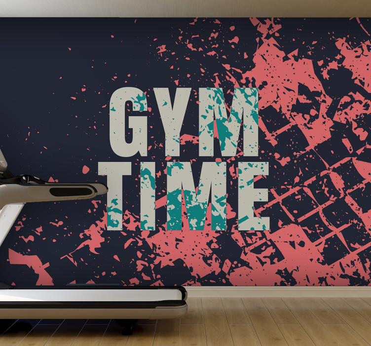 Gym time Fitness phrase wall mural - TenStickers