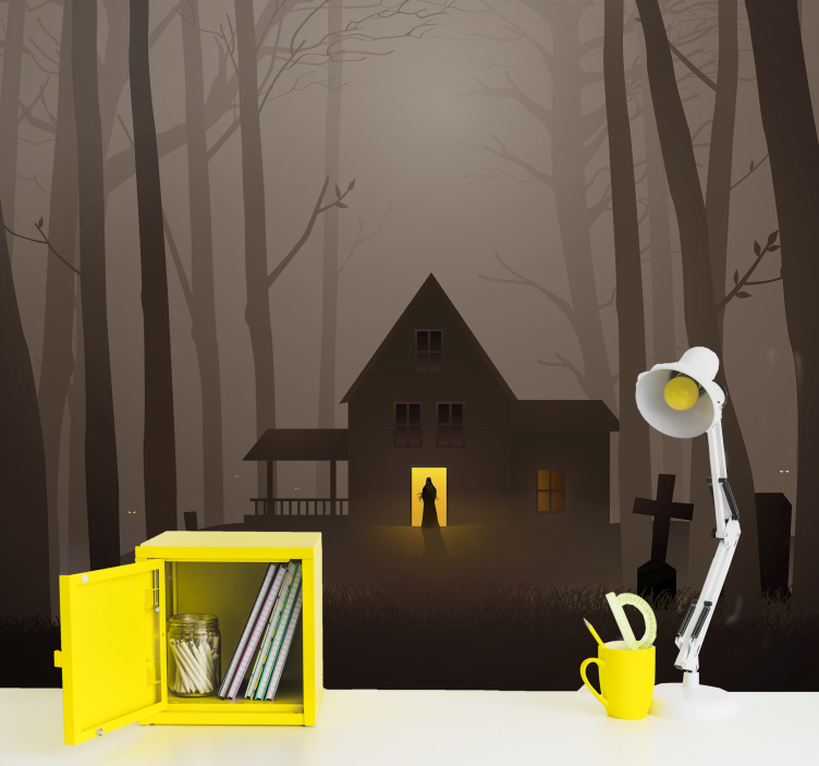 Halloween village wall mural - TenStickers