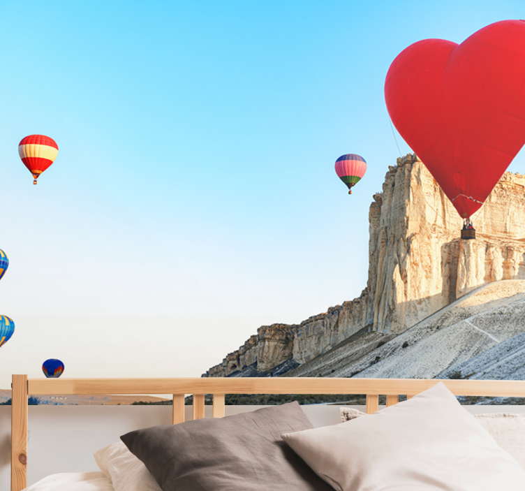 Heart hot air balloon Kids wall Murals - TenStickers
